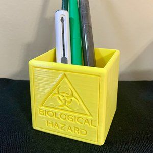 Biological Hazard Yellow Biohazard 3D Printed Pencil Cup Succulent Planter Pot